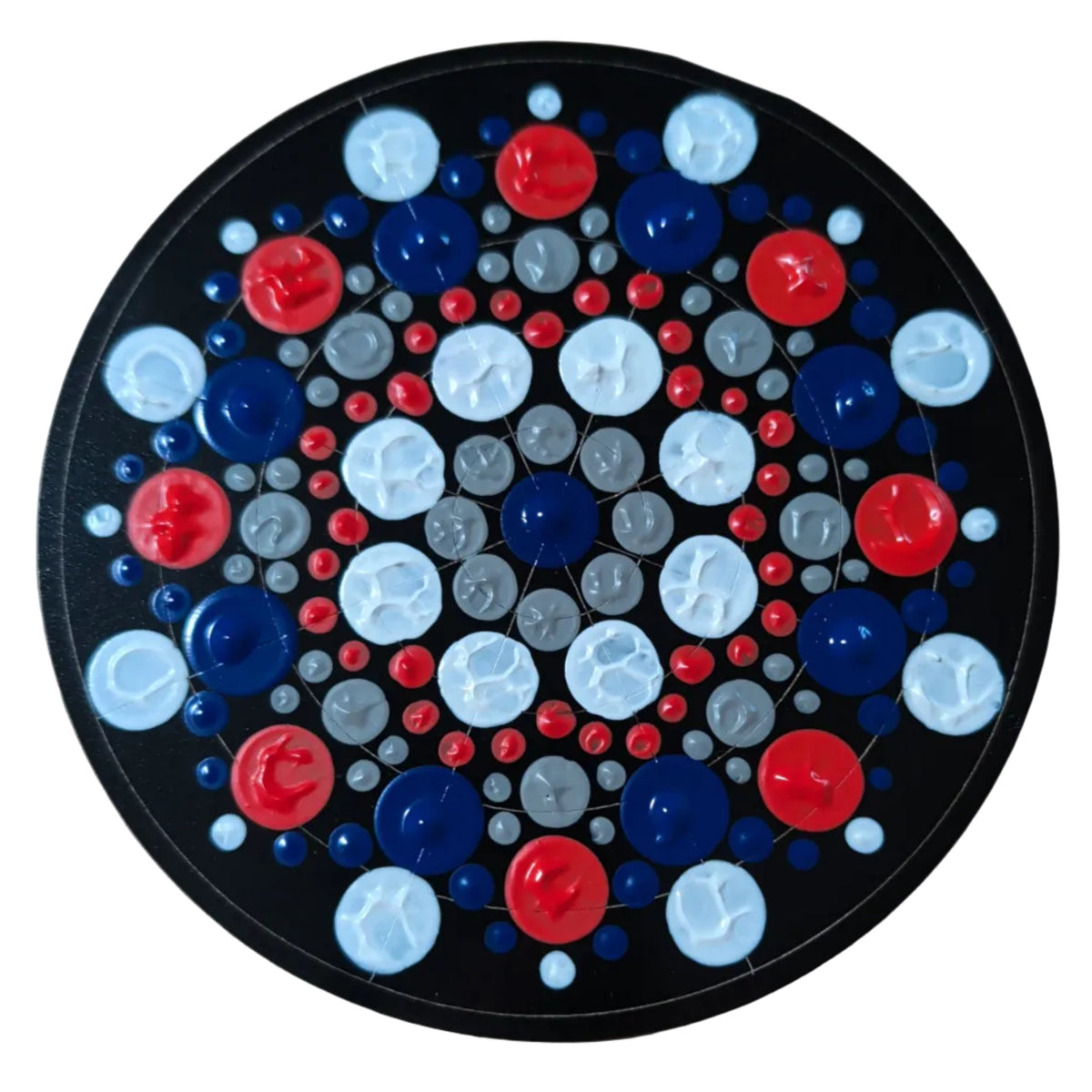 Sample of The Buffalo Football Inspired Mandala from Artistic Vision Supply Co Create Your Own Mandala Kit